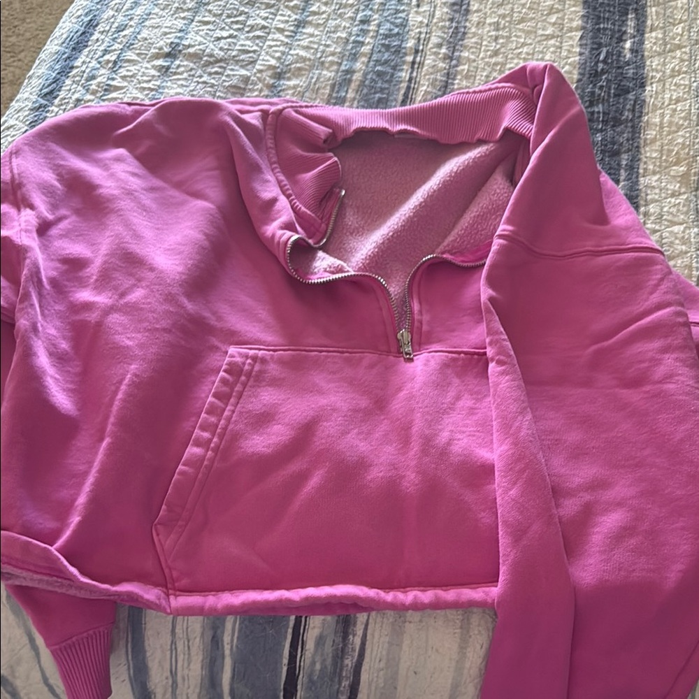 Pink Quarter-Zip Women's Top